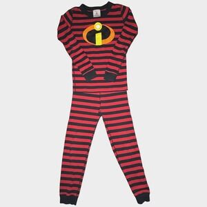 Hanna Andersson Incredibles 2 Pajamas Boys 8 Red Black Stripe Long John Set